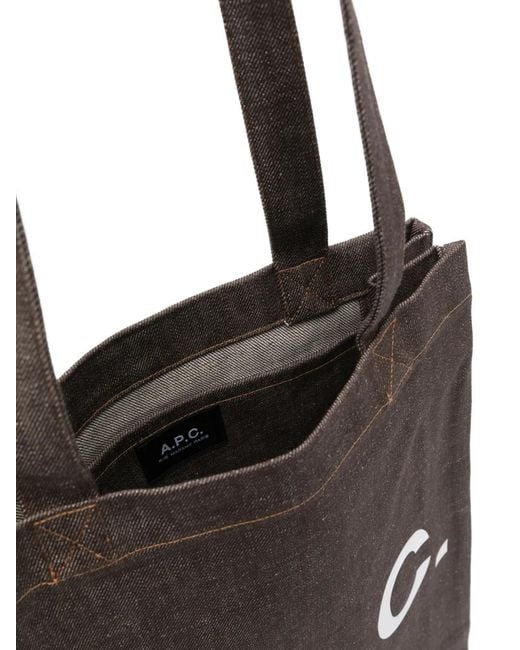 A.P.C. White Lou Logo Tote Bag