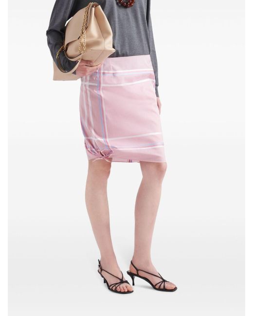 Prada Pink Checked Cotton Miniskirt