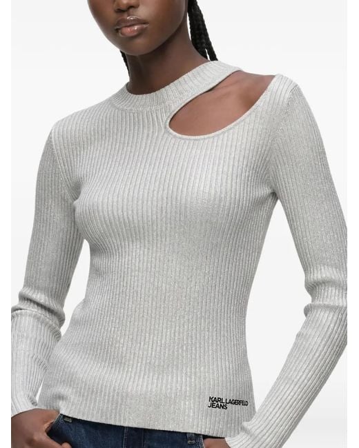 Karl Lagerfeld Gray Coated Knit Sweater