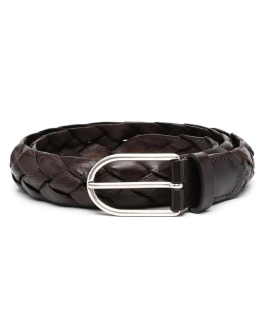 メンズ Dell'Oglio レザーメッシュベルト Black
