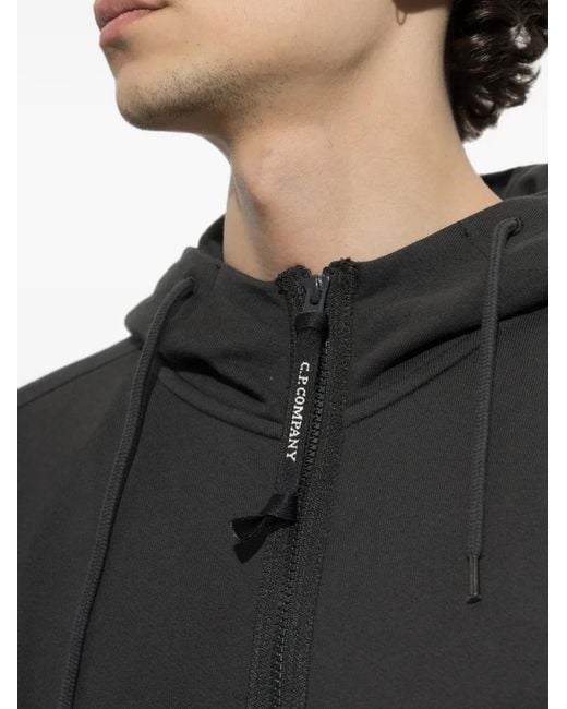 C P Company Black Goggle Zip-Up Hoodie for men