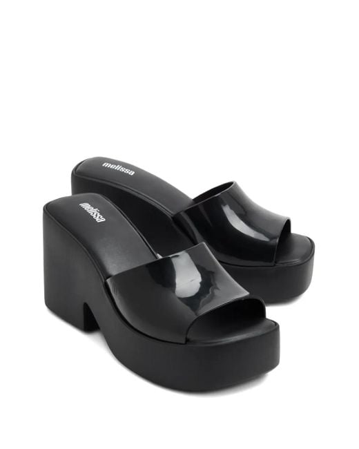 Melissa Black Block-Heel Slide Sandals