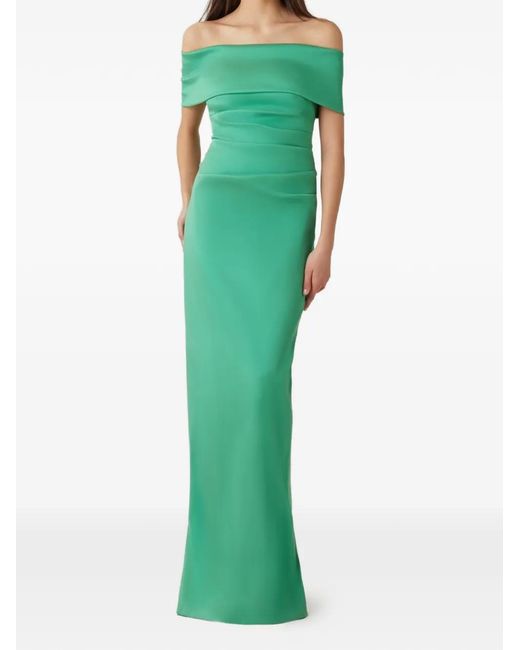 Teri Jon Women's Green Off-Shoulder Maxi Dress - magambanetwork.com