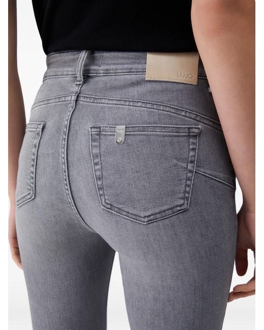 Liu Jo Gray High-Rise Five-Pocket Jeans
