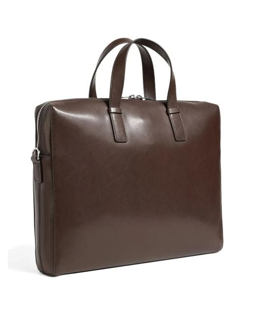 Paul Smith Brown Zip-Top Leather Briefcase for men