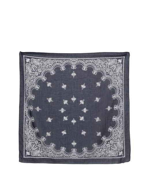 Destin Gray Cot Carre Paisley Patterned Scarf