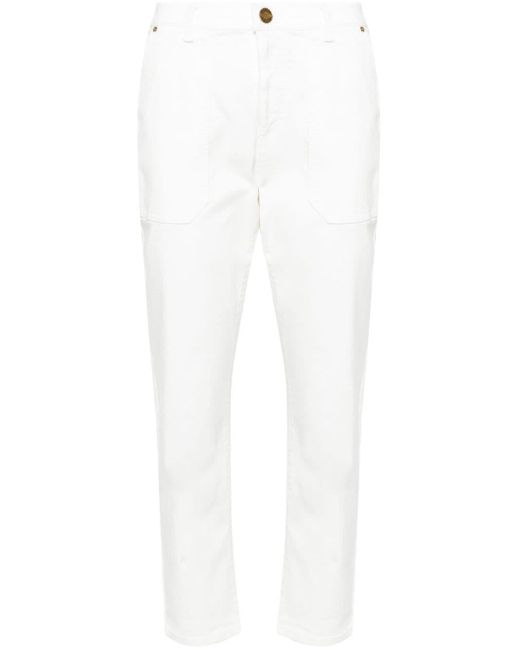 Pinko White Mid-rise Cropped Jeans