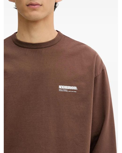 Neighborhood Brown Logo-Print Long-Sleeve Sweatshirt for men
