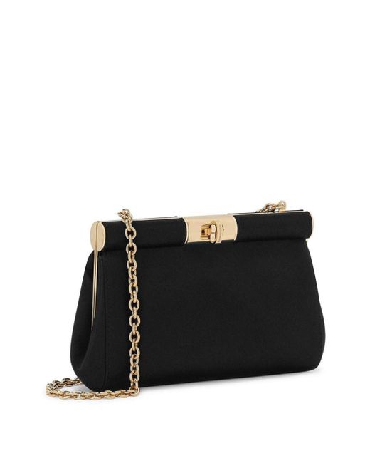 Dolce & Gabbana Black Marlene Small Satin Clutch Bag