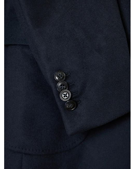 Barba Napoli Blue Single-Breasted Cashmere Coat for men