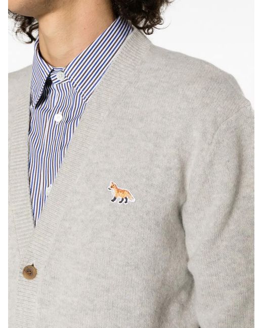 メンズ Maison Kitsuné フォックスモチーフ カーディガン White