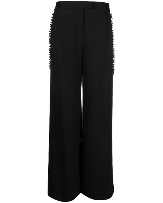 Jonathan Simkhai Black Blossom Pleated Wide-leg Trousers