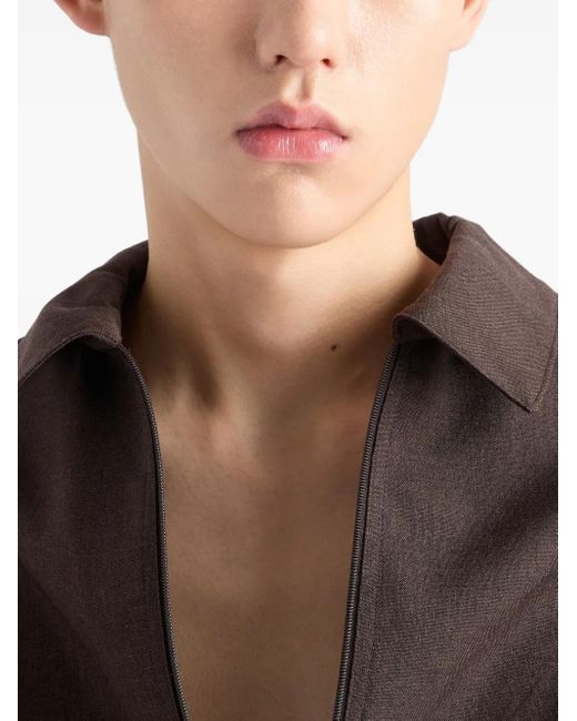 メンズ Prada シルク シャツジャケット Brown