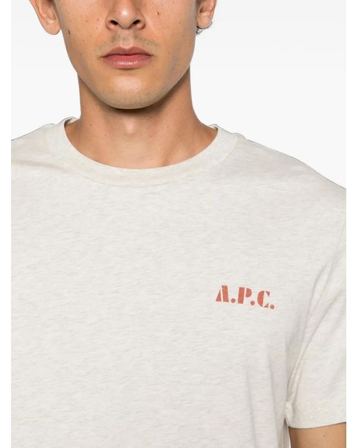 A.P.C. White Logo-Print T-Shirt for men