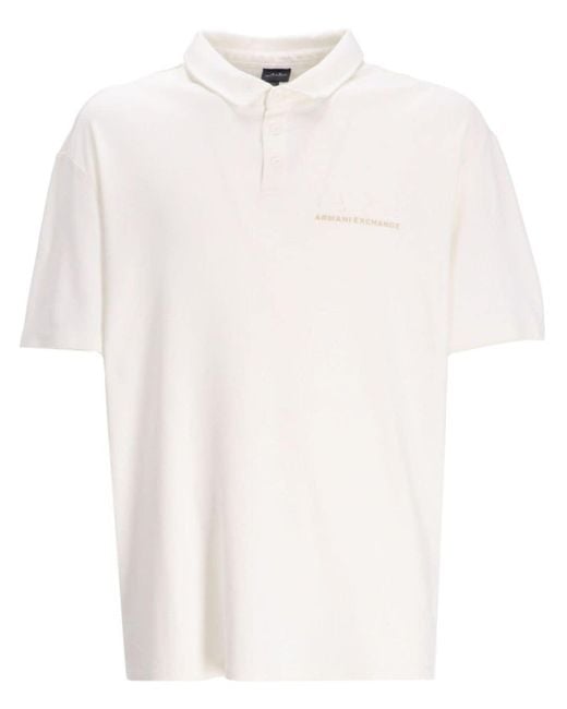 Armani Exchange White Logo-print Cotton Polo Shirt for men