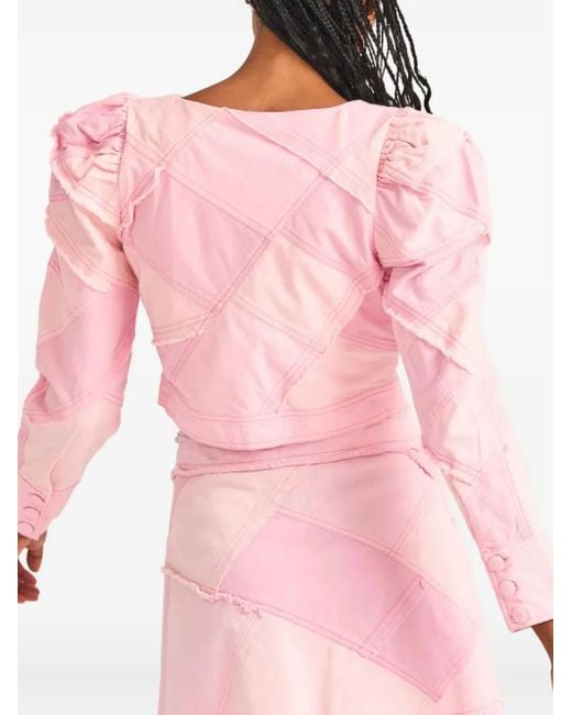 LoveShackFancy Pink Eleora Buttoned Cropped Jacket