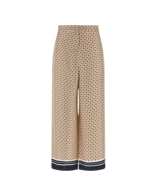 Max Mara Natural Silk-Twill Foulard-Print Trousers