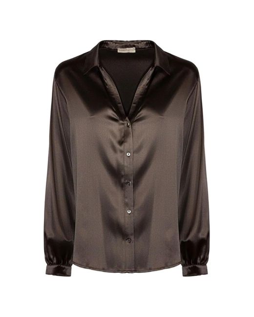 Purotatto Brown Satin-Finish Long-Sleeve Shirt