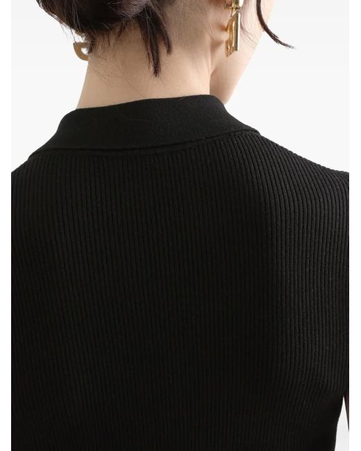 Dolce & Gabbana Black Ribbed Polo Top