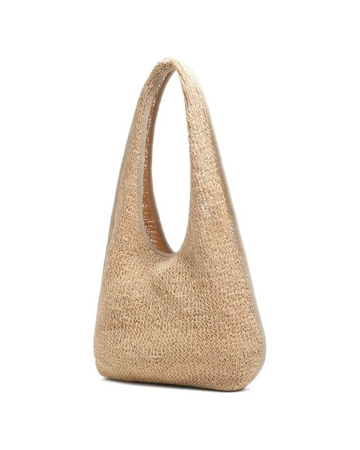 Bimba Y Lola Natural Large Crochet-Knit Shoulder Bag