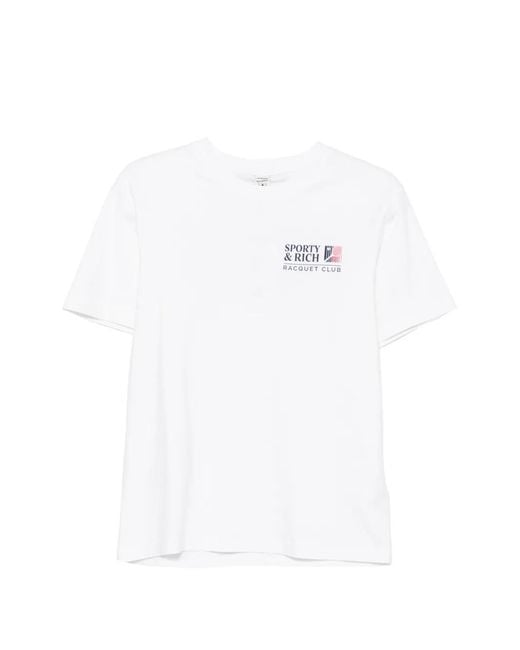 Sporty & Rich White Logo-Print T-Shirt