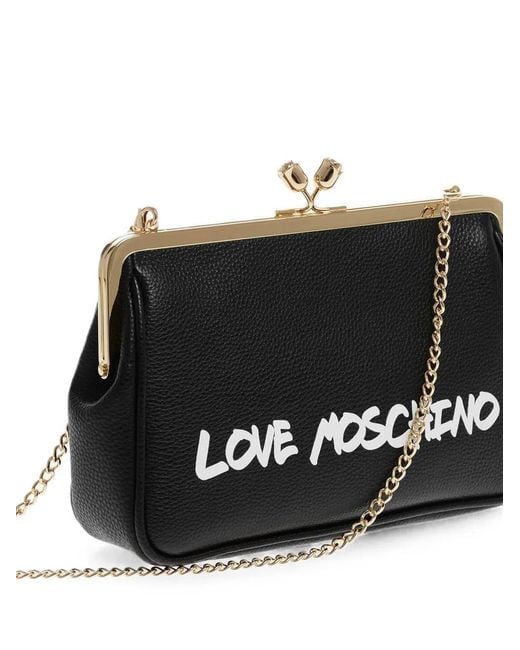 Moschino Black Love Logo-Print Love Clutch Bag