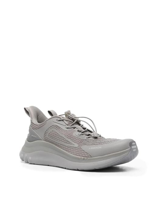 BBACK White Grid-Pattern Toggle-Fastening Sneakers for men
