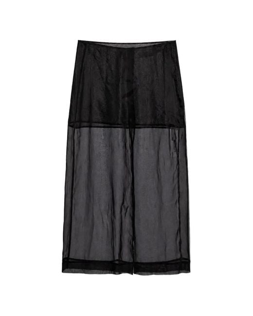Frankie Shop Black Peri Midi Sheer Panelled Skirt