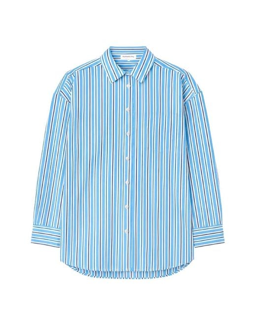 Frankie Shop Blue Oana Cotton Padded Shirt