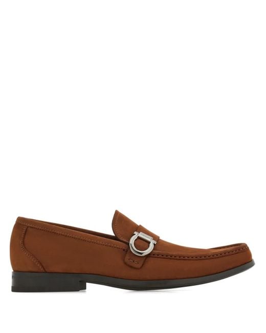 Ferragamo Brown Gancini-Plaque Loafers for men