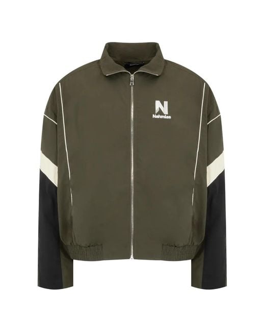 NAHMIAS Green Logo-Print Panelled Jacket for men