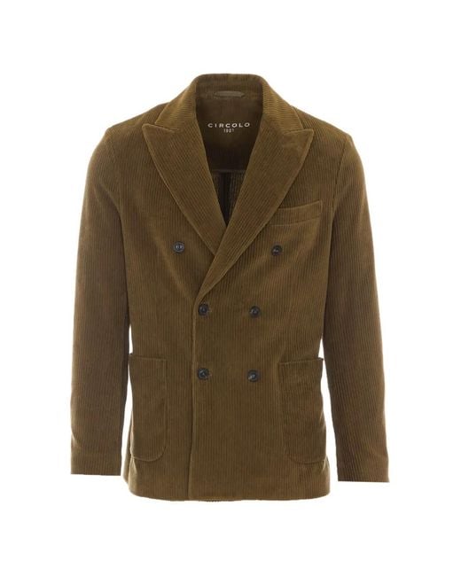 Circolo 1901 Green Double-Breasted Corduroy Blazer for men