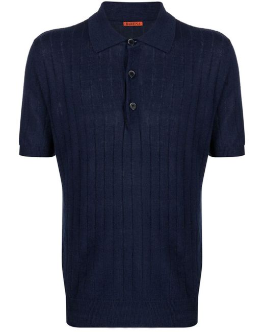 Barena Blue Linen-blend Polo Shirt for men