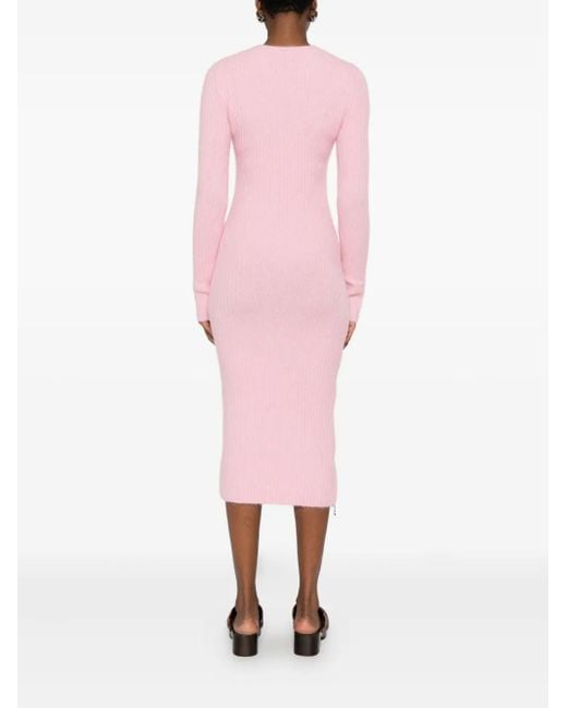 Patrizia Pepe Gebreide Midi-Jurk in het Pink