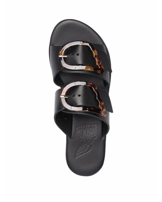 Ancient Greek Sandals Black Iaso Oversized-Buckle Sandals