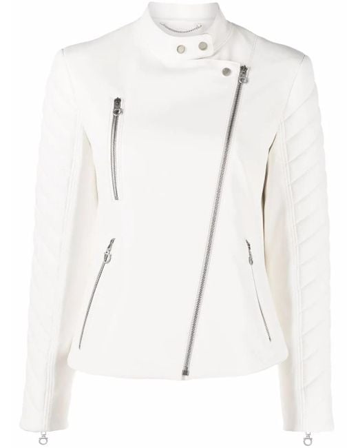 Ferragamo White Biker Leather Jacket