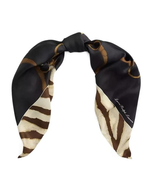 Ralph Lauren Black Belting-Print Silk Scarf
