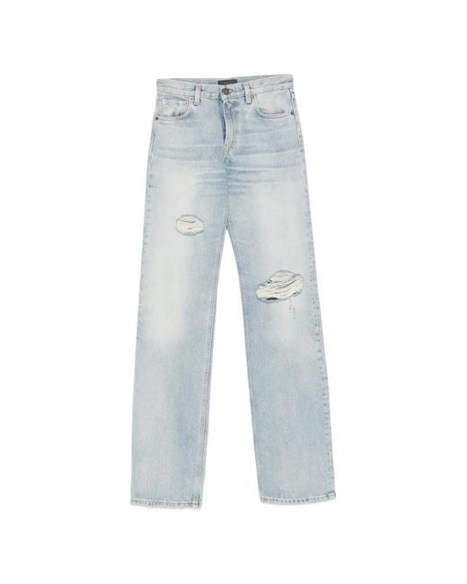 Haikure Blue Distressed Straight-Leg Jeans