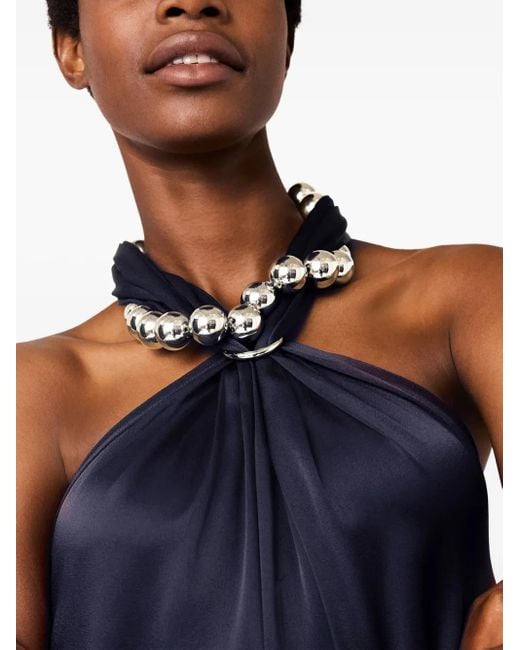 Stella McCartney Blue Ball-Chain Halterneck Jumpsuit