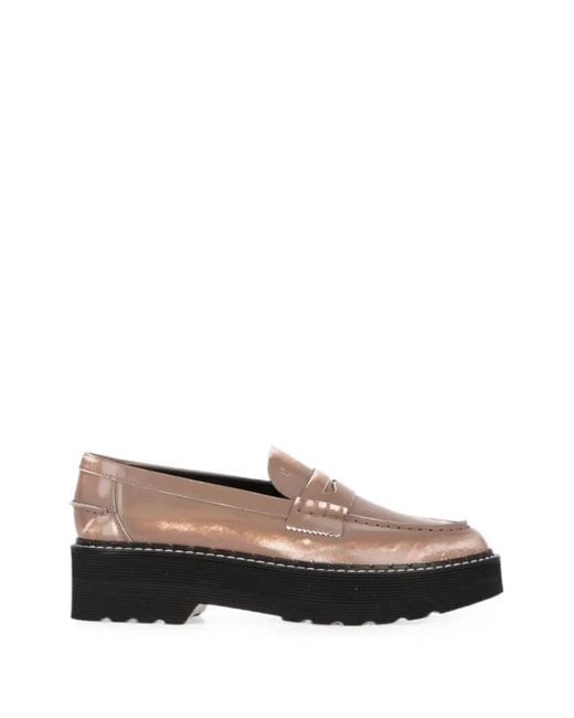 Tod's White Two-Tone Platform Loafers