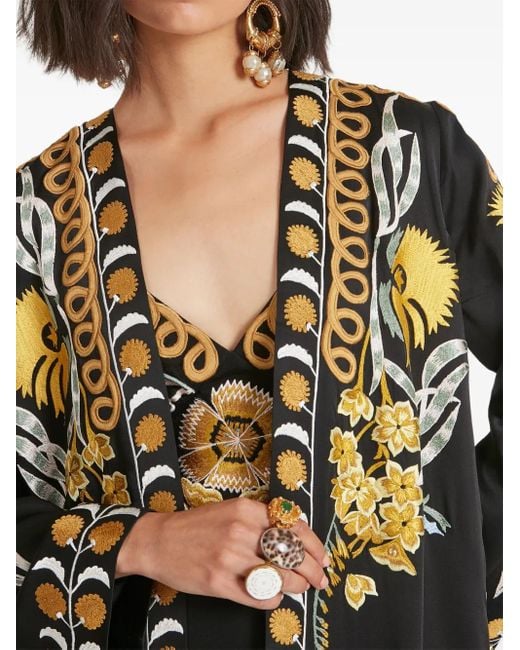 Temperley London Black Remi Mantel Mit Stickerei