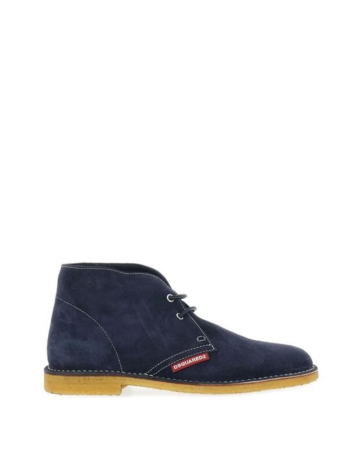 DSquared² Blue Contrast-Stitching Oxford Shoes for men
