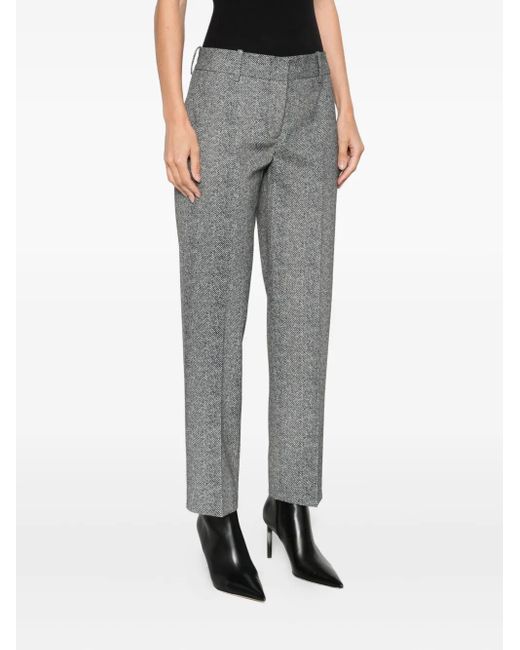 Ermanno Scervino Gray Herringbone-Pattern Trousers