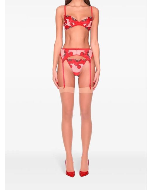 Fleur du Mal Pomodoro Embroidered V-String