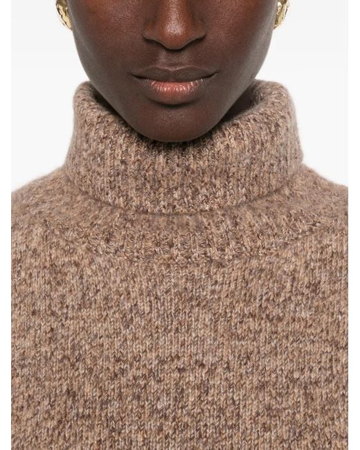 Soft Goat Brown Marled Turtleneck Sweater