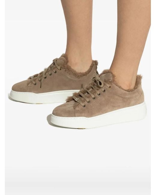 Max Mara Brown Fur Trim Trainers