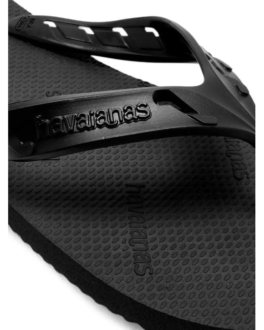 Havaianas Black Logo-Embossed Flip-Flops for men