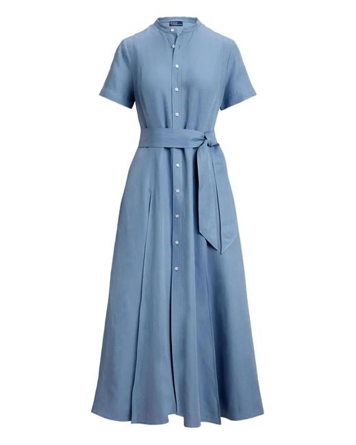 Polo Ralph Lauren Blue Button-Down Belted Dress