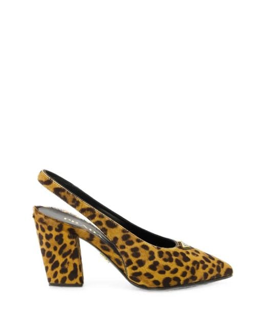 Prada Metallic Leopard-Print Pointed-Toe Pumps