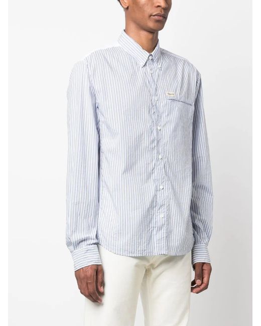 DSquared² White Logo-Patch Cotton Shirt for men
